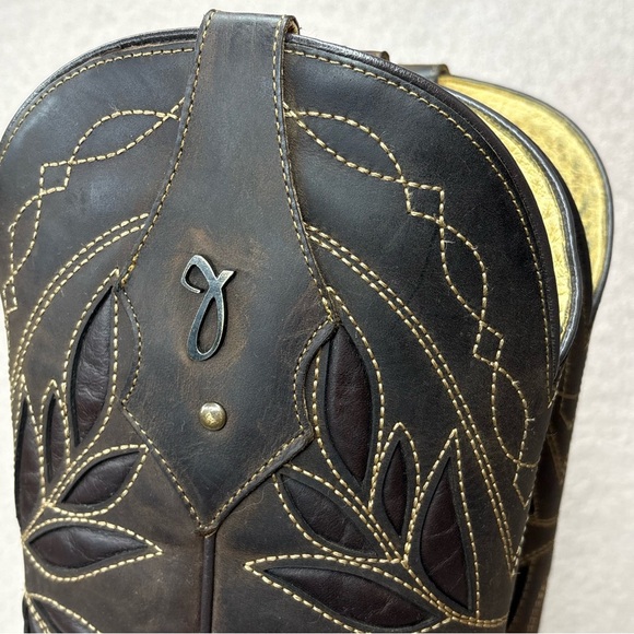 Botas Jaca Mexican Leather Western Boots Women’s 7.5 Brown Cutout Cowgirl Boho - Picture 8 of 16